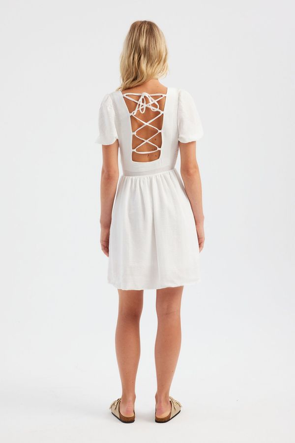 Square Neck Short Sleeve Mini Dress 4