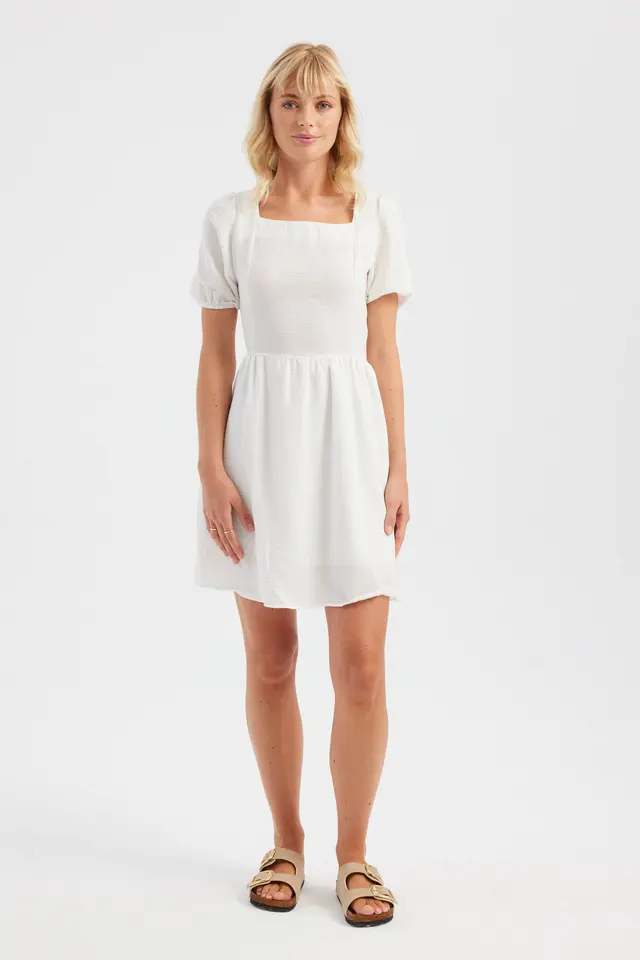 Square Neck Short Sleeve Mini Dress