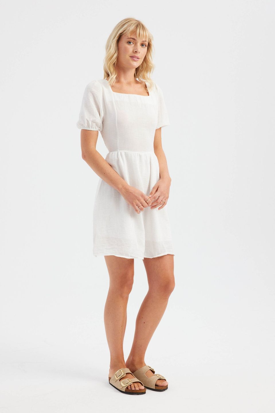 Square Neck Short Sleeve Mini Dress