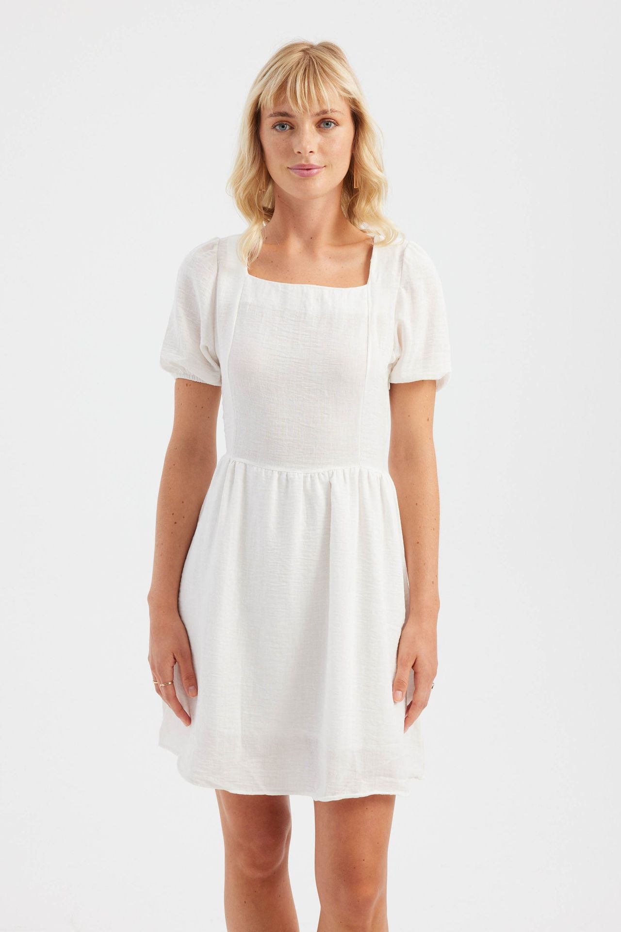 Square Neck Short Sleeve Mini Dress
