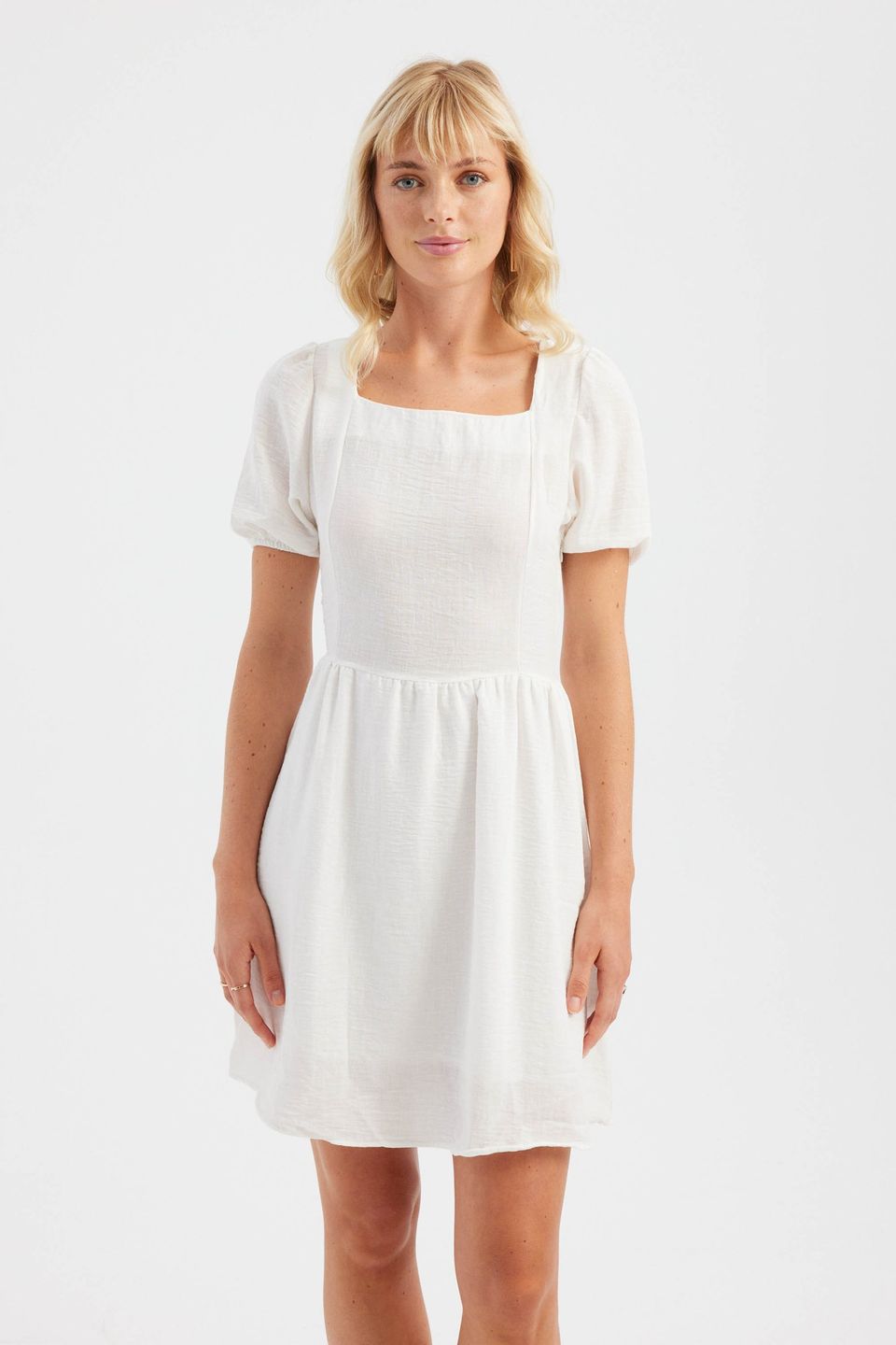 Square Neck Short Sleeve Mini Dress
