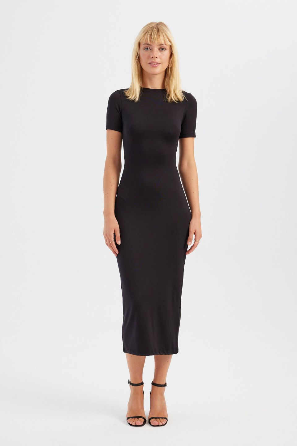 Crew Neck Short Sleeve Midi Dress