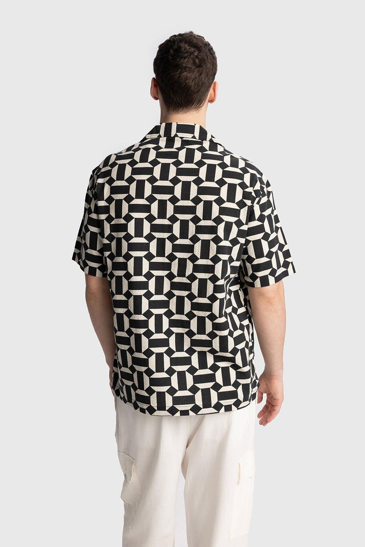 GIESTO Erkek Geometrik Desenli Pamuklu Poplin Gömlek 2