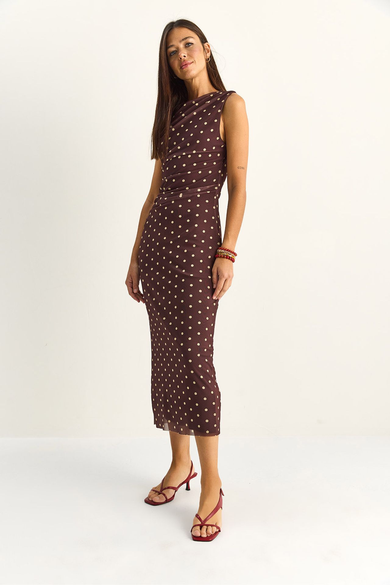 LUCCI Polka Dot Bodycon Midi Dress 5
