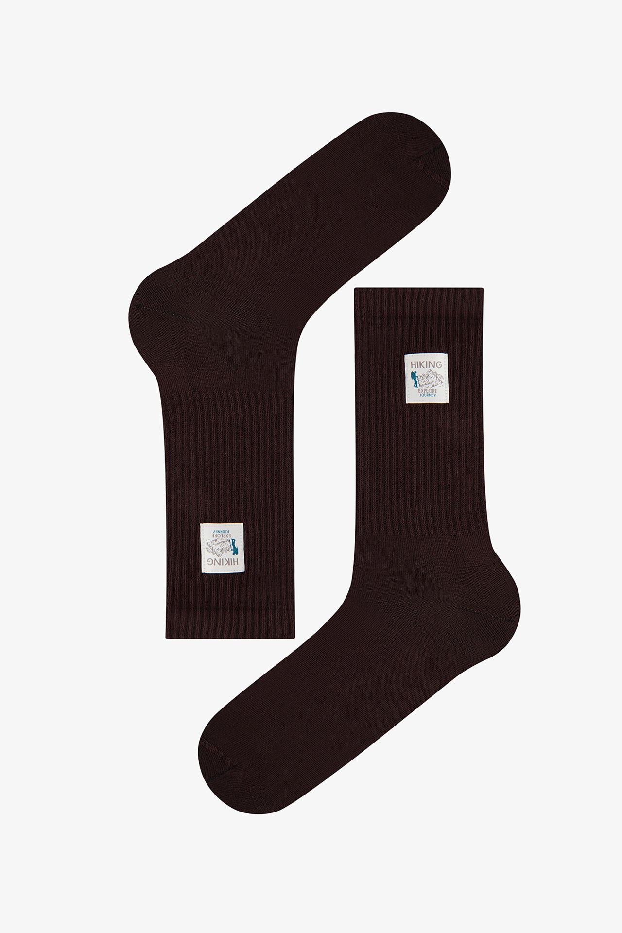 PENTI Men's Warm Contrast Slogan Pattern Cotton Pair Crew Socks 2