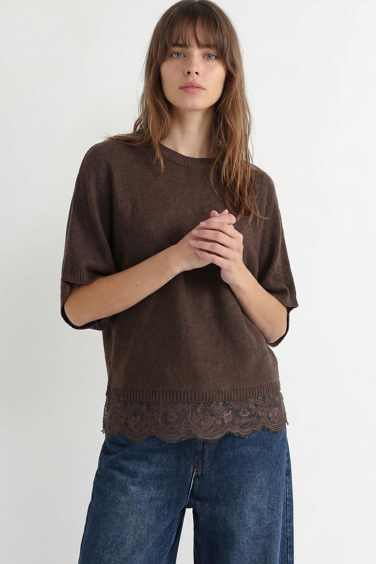 ISTANBUL Lace Knit Crew Neck Top 5