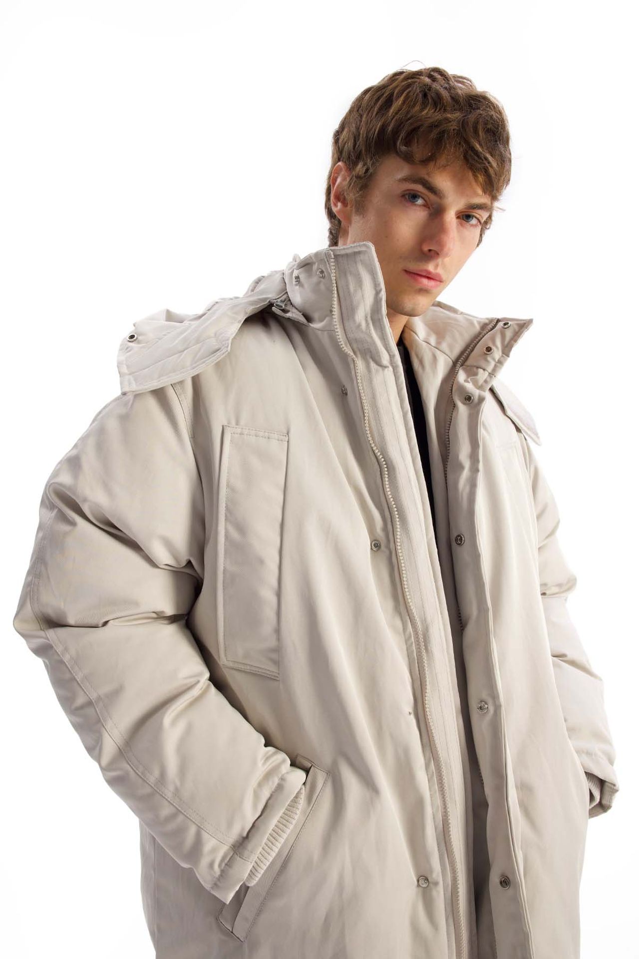 GIESTO Thick Hooded Puff Coat with Zipper and Pockets 1