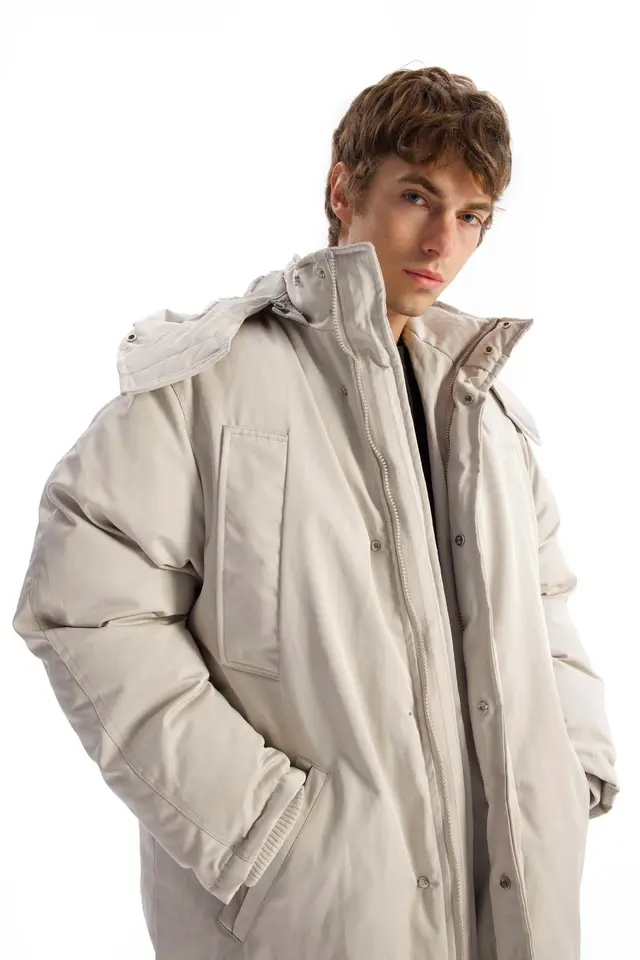 GIESTO Thick Hooded Puff Coat with Zipper and Pockets