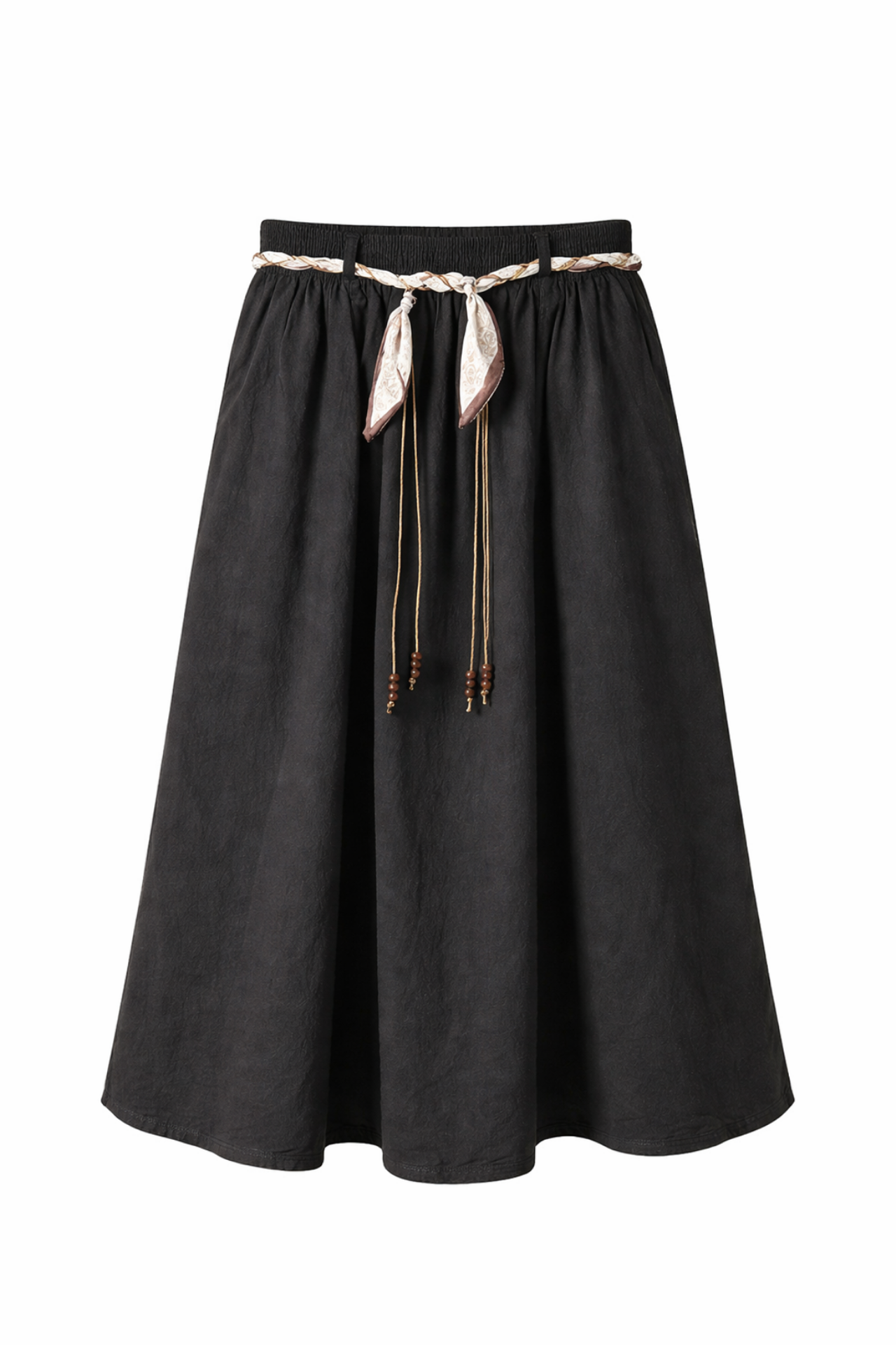 MIXRAY Women's High Waist A-Line Midi Skirt 1