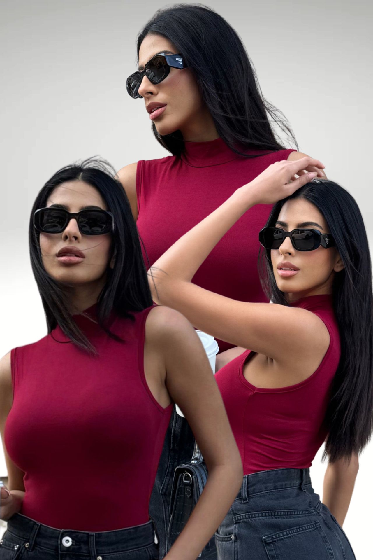 BIPANTOLON Women's 3-Pack Ribbed Half Turtleneck Bodysuits 1