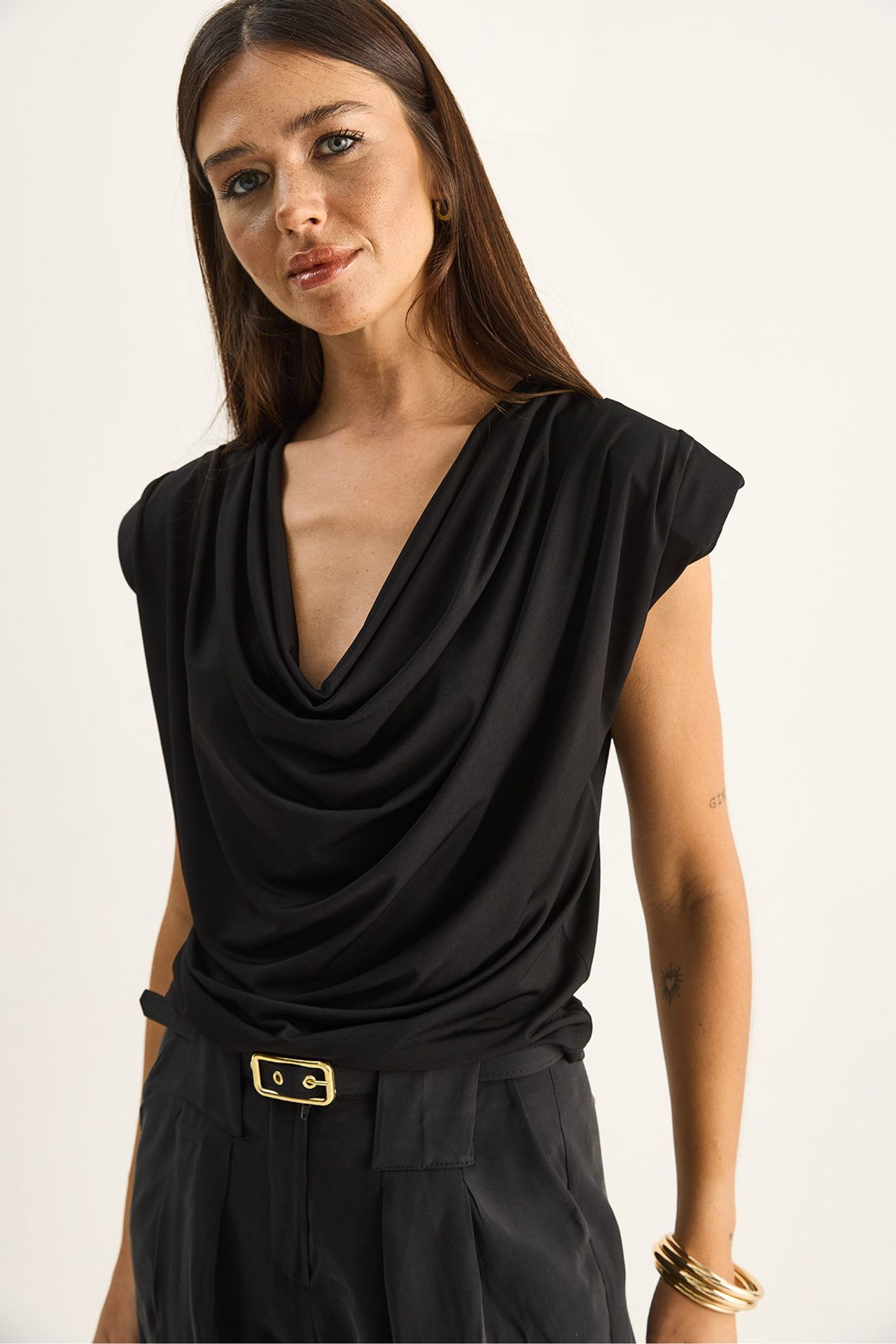 LUCCI Sleeveless Cowl Neck Blouse 4