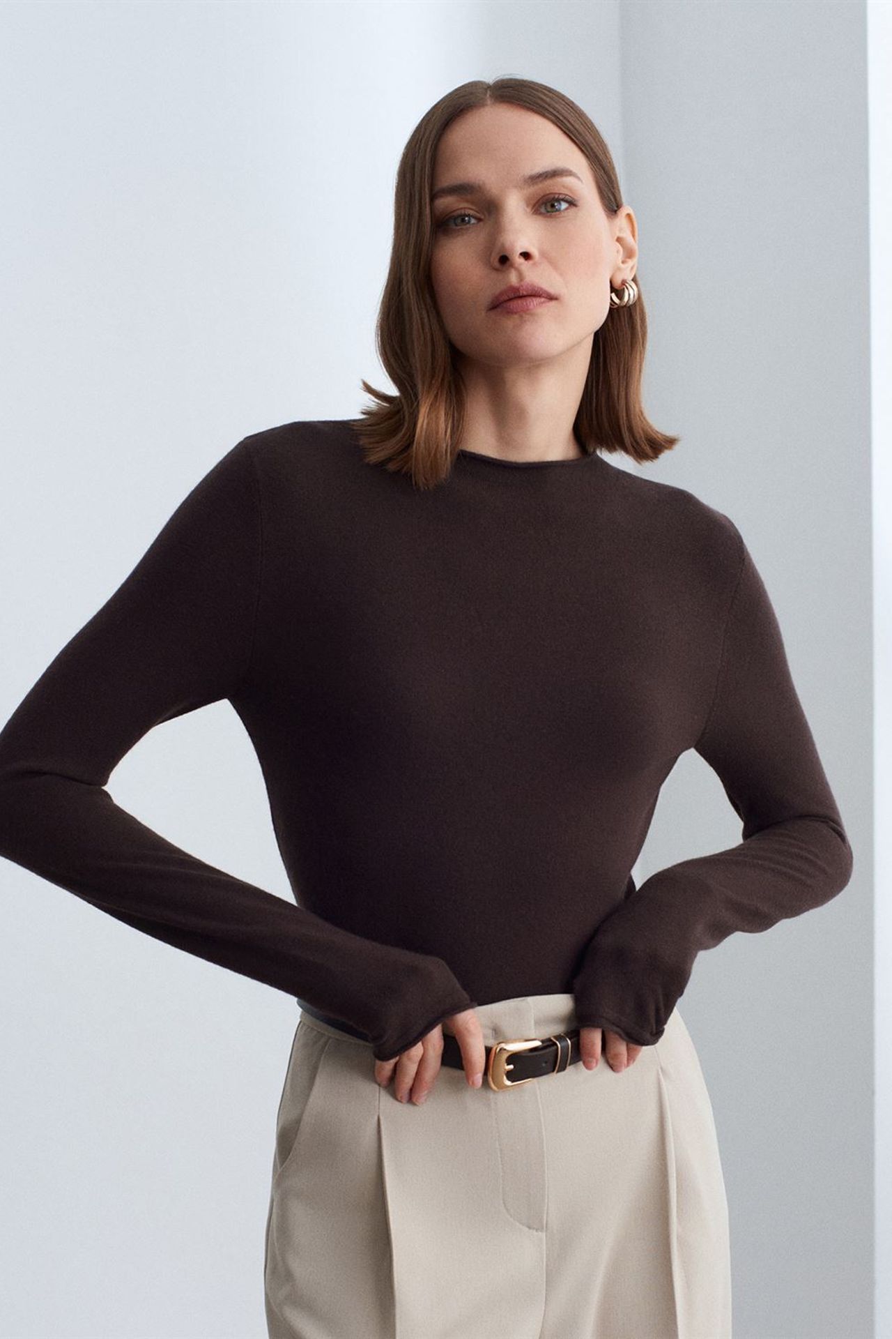 DILVIN Women's Slim-fit Ribbed Half-turtleneck Sweater 4