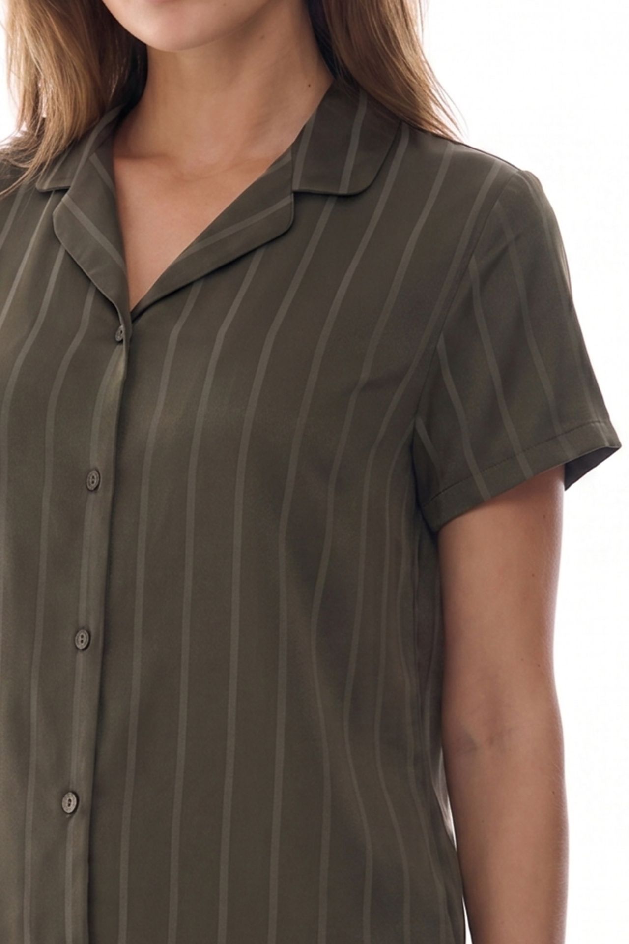 PENTI Rhea Satin Striped Short Sleeve Shirt And Trousers Pajama Set 4