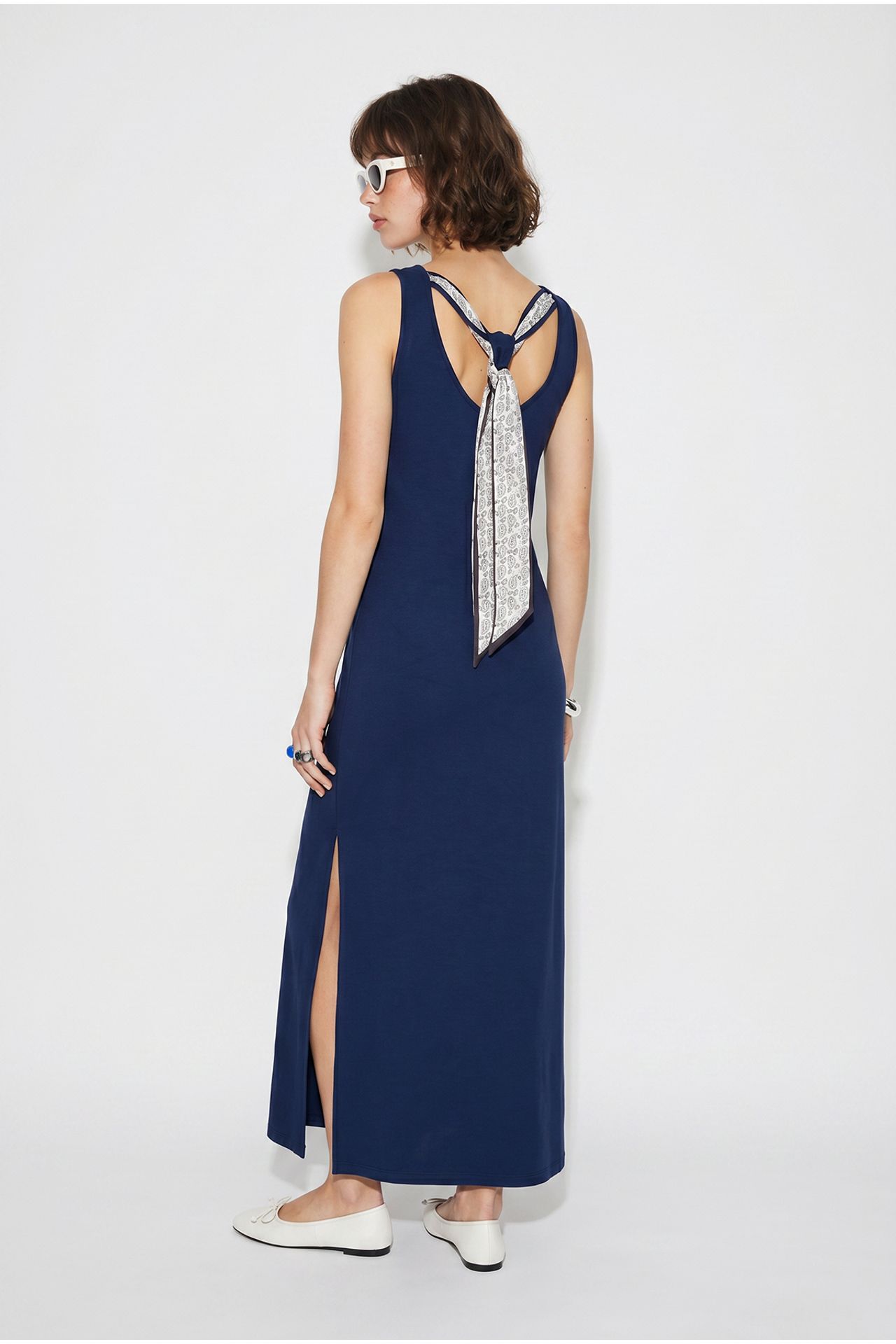LUCCI Sleeveless Straight Maxi Dress With Slit 5