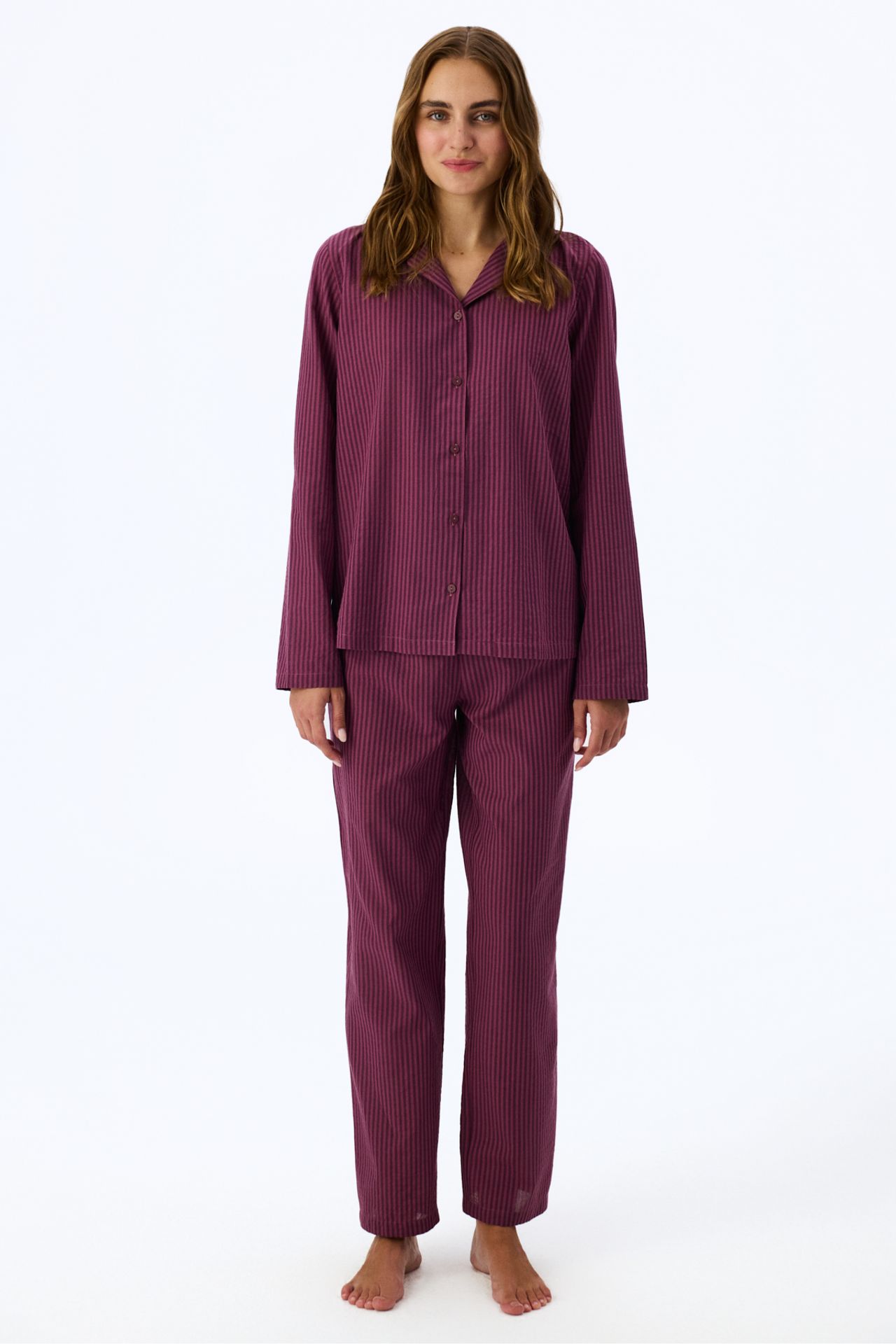 PENTI Lea Striped Long Sleeve Shirt Trousers Pyjama Set 1