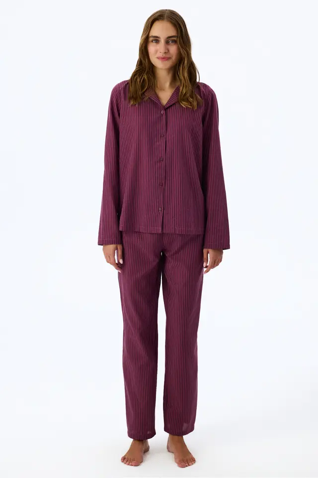 PENTI Lea Striped Long Sleeve Shirt Trousers Pyjama Set