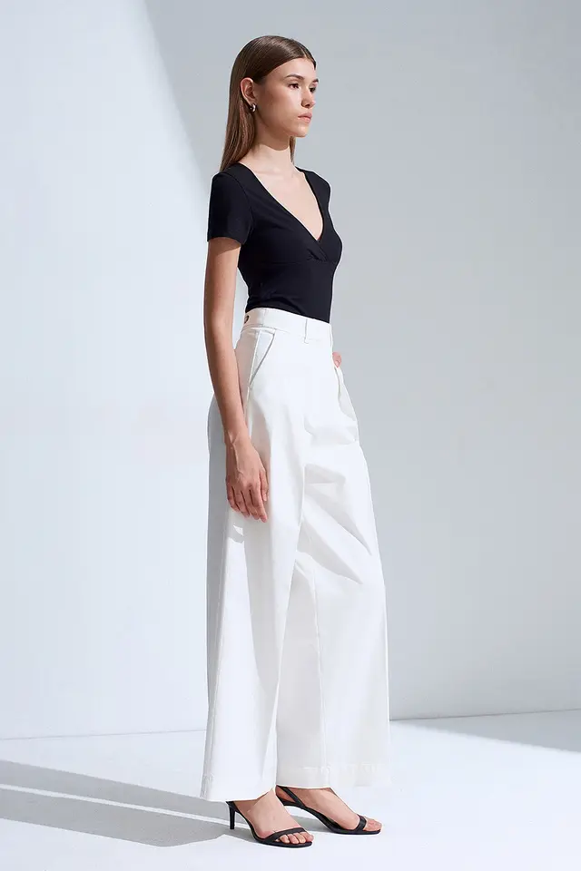 DILVIN Women's High-Waist Pleated Wide-Leg Trousers