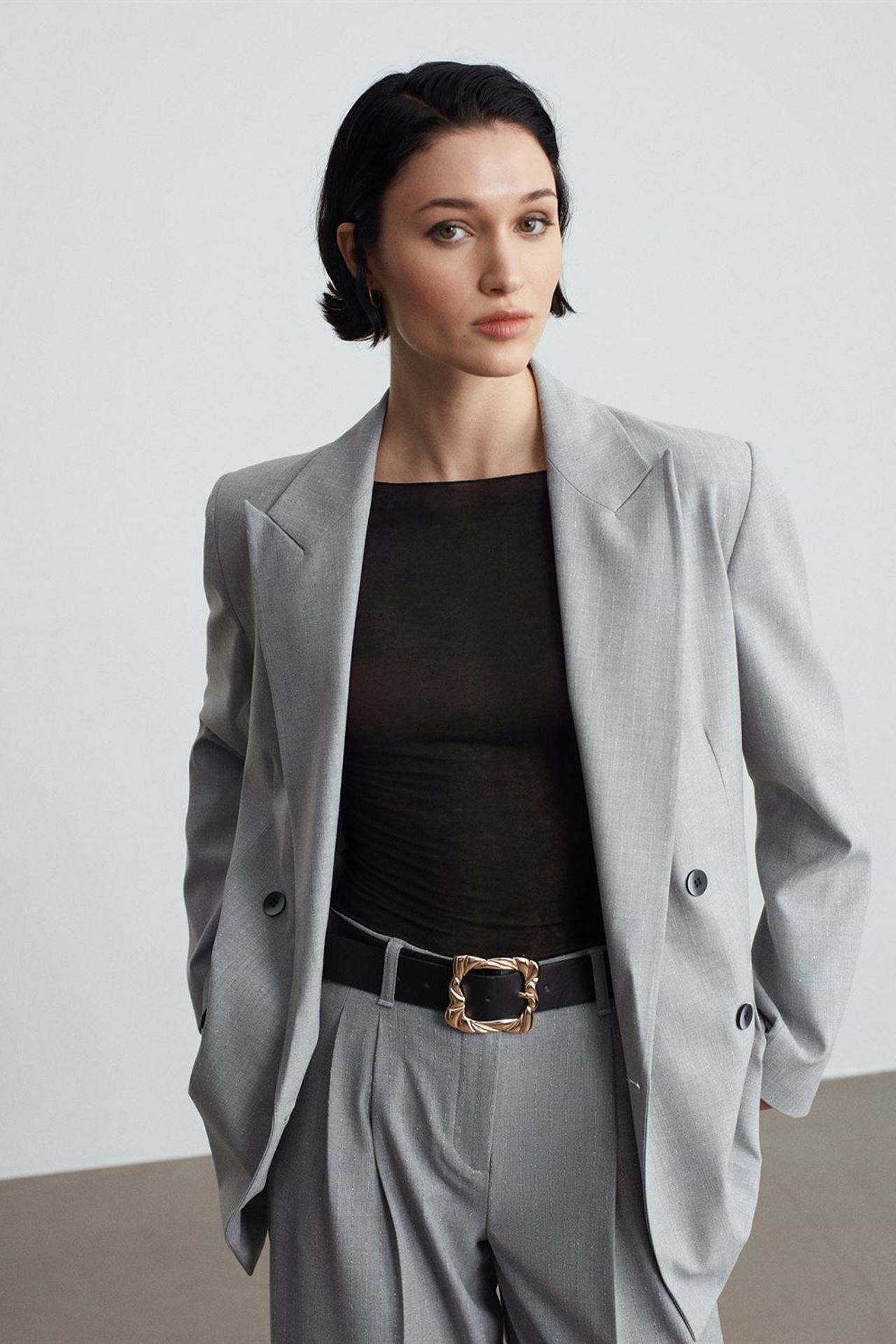 DILVIN Kadın Krep Blazer Ceket 3