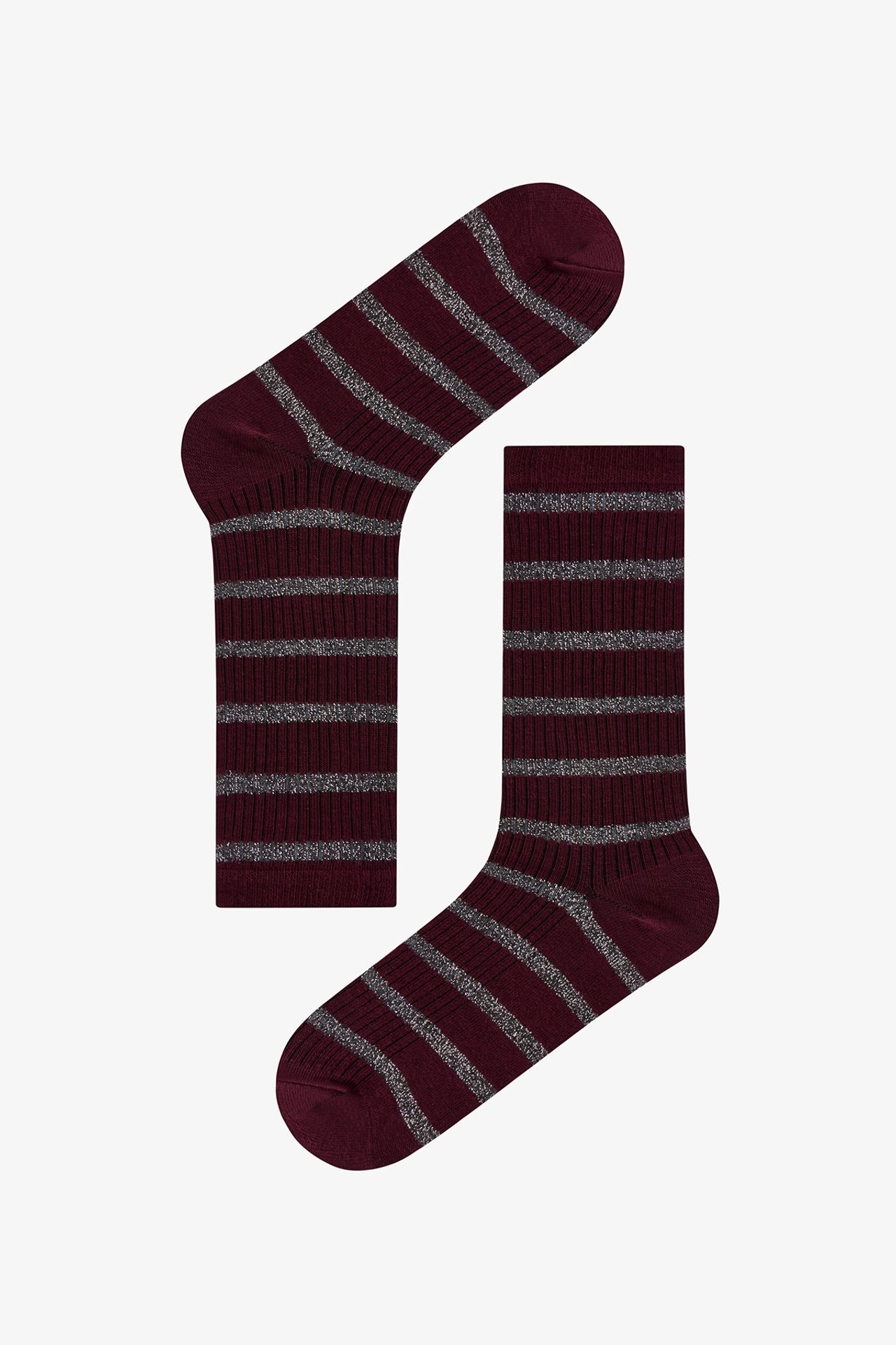 PENTI Parlak Line Striped Glitter 2-Pack Crew Socks 2