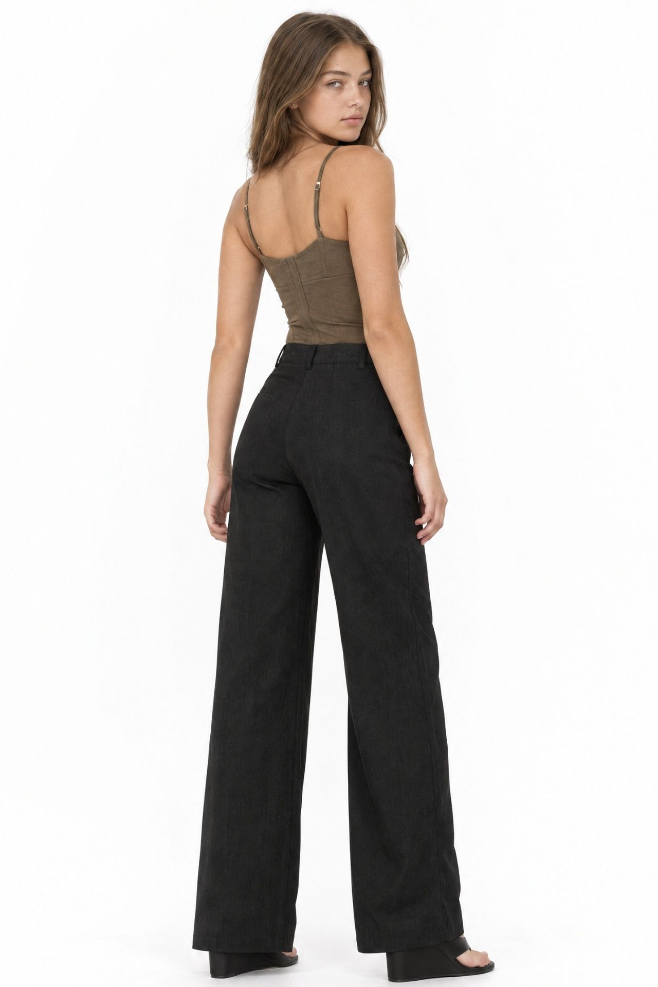 Mixray High-Waist Straight-Leg Velvet Trousers