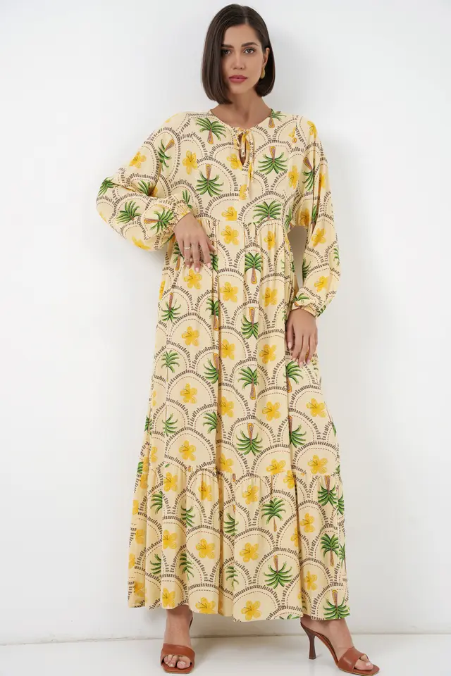 BDART Tropical Printed Maxi Dress with Button Closure