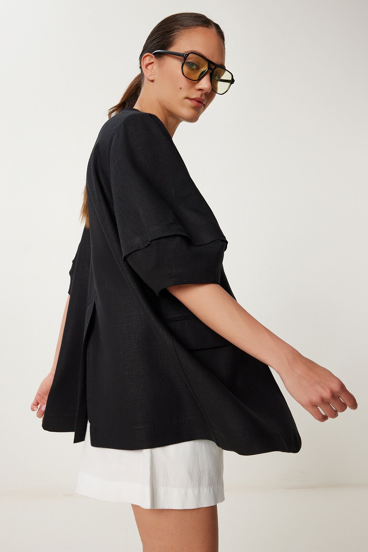 ISTANBUL Oversized woven jacket with button closure 2