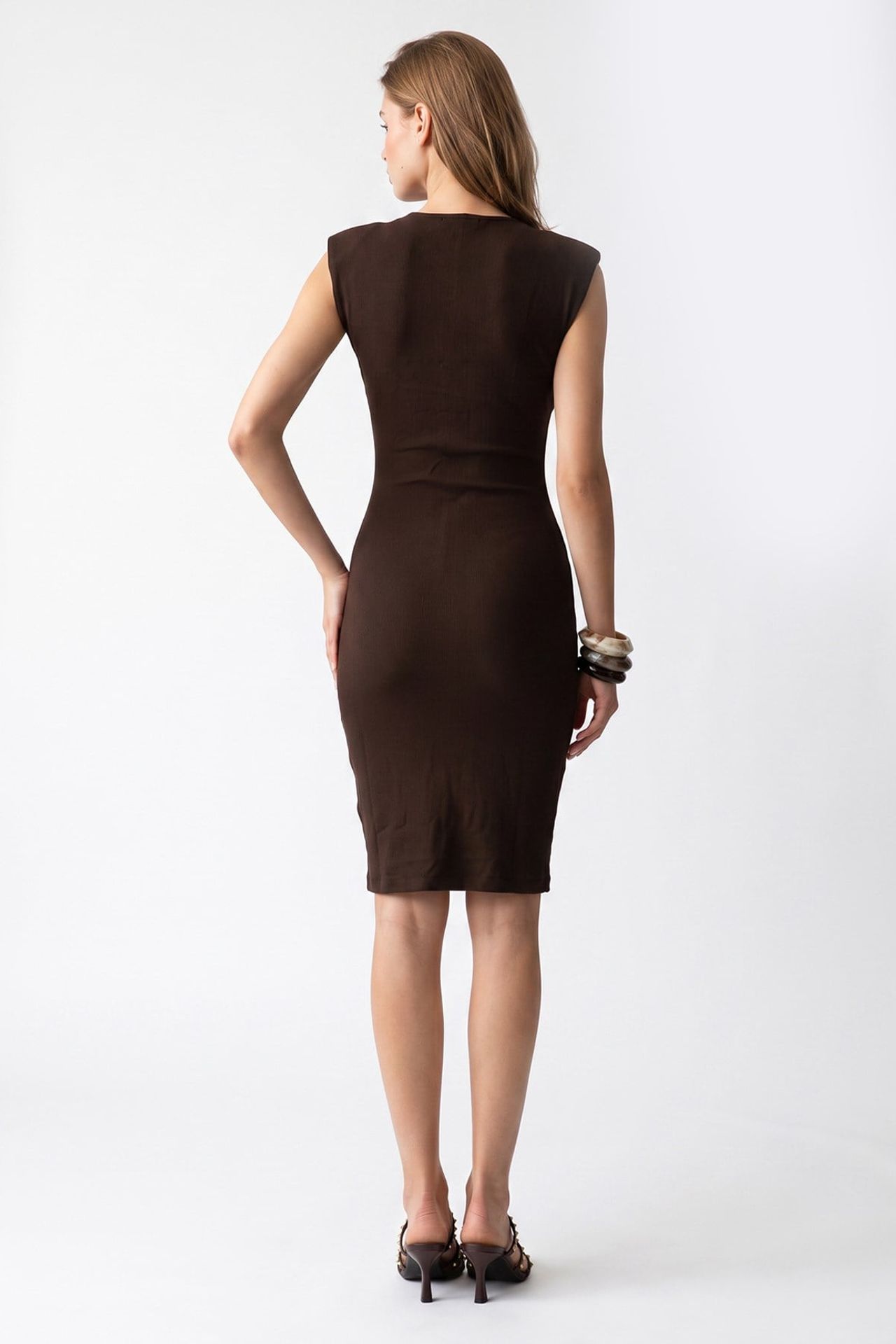 MIXRAY Ribbed Sleeveless Bodycon Midi Dress 5