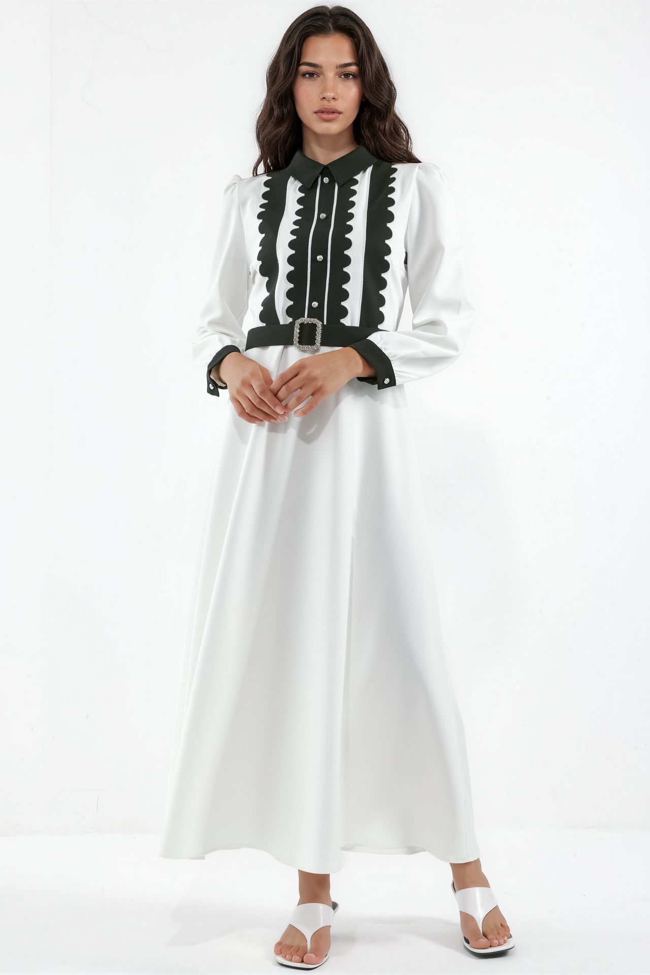 MSN Belted Crew Neck Maxi Dress 1