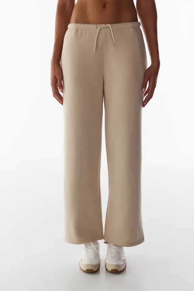 PENTI Adjustable Waist Brushed Wide-Leg Sweatpants