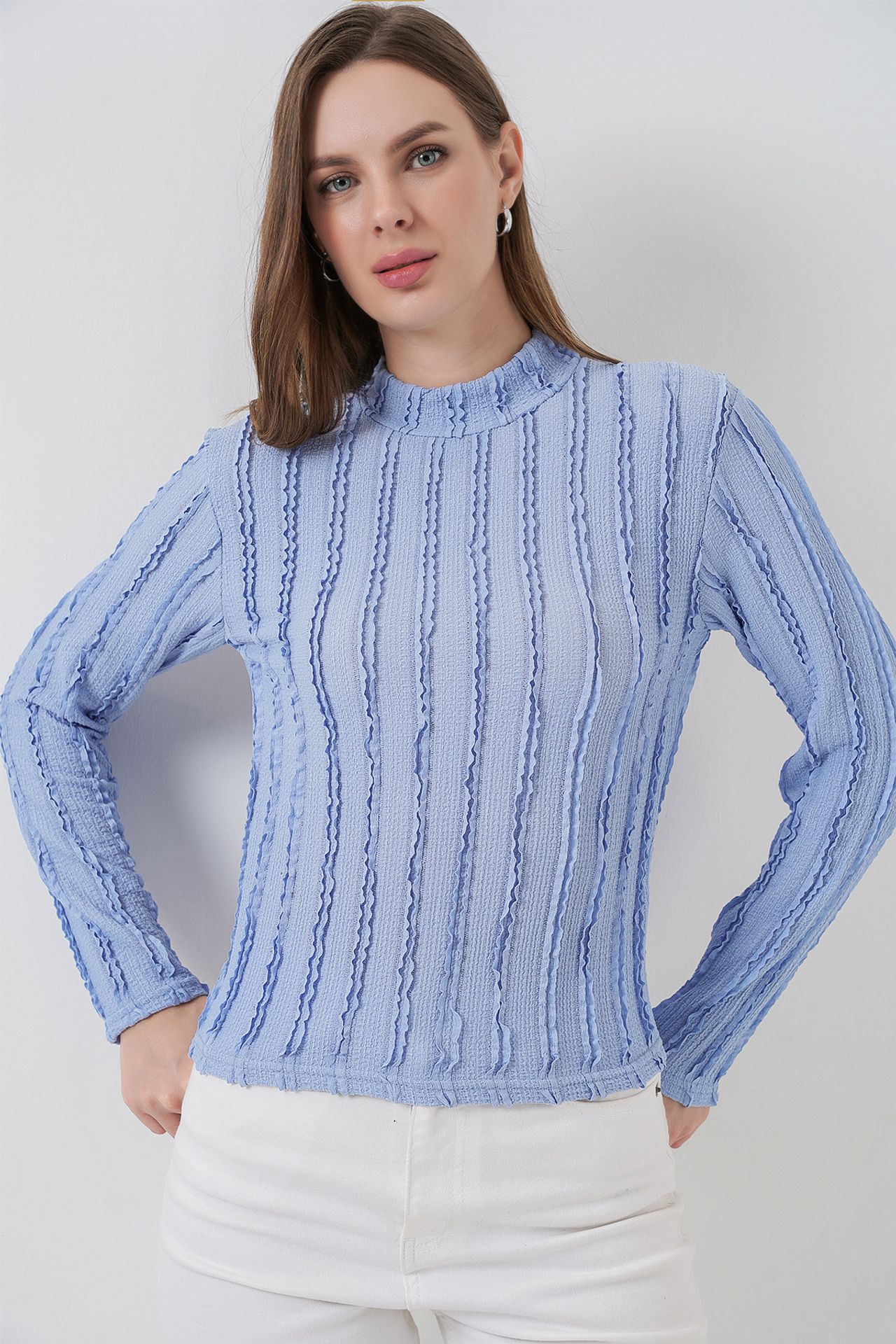 BDART Textured Slim Fit Half Turtleneck Blouse 4