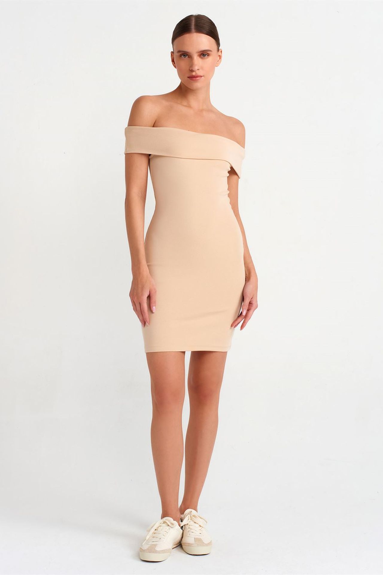DILVIN Omuzları Açık Bodycon Mini Elbise 3