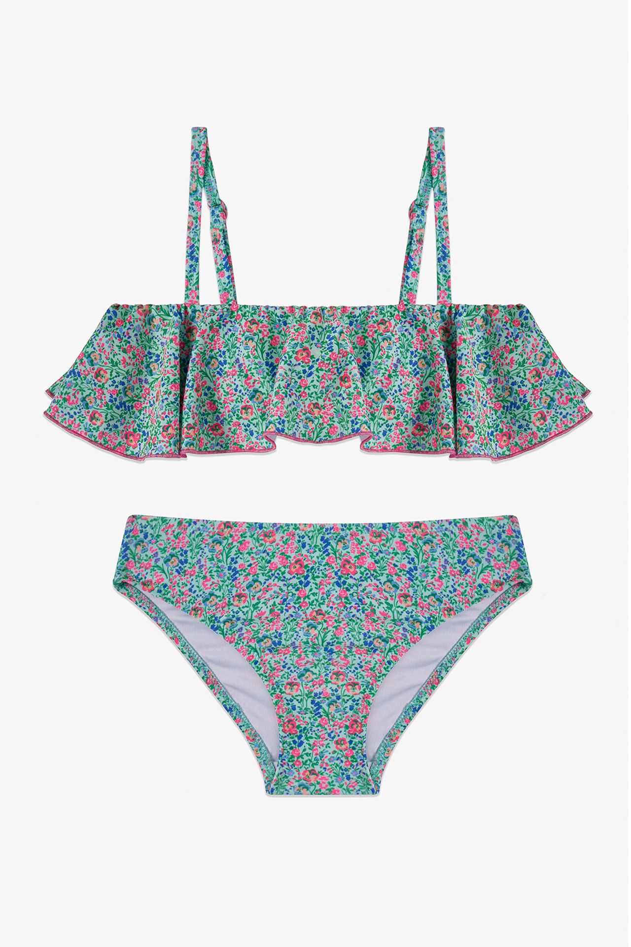 PENTI Girls' Ditsy Bandeau Tiny Floral Pattern Bikini Set 1