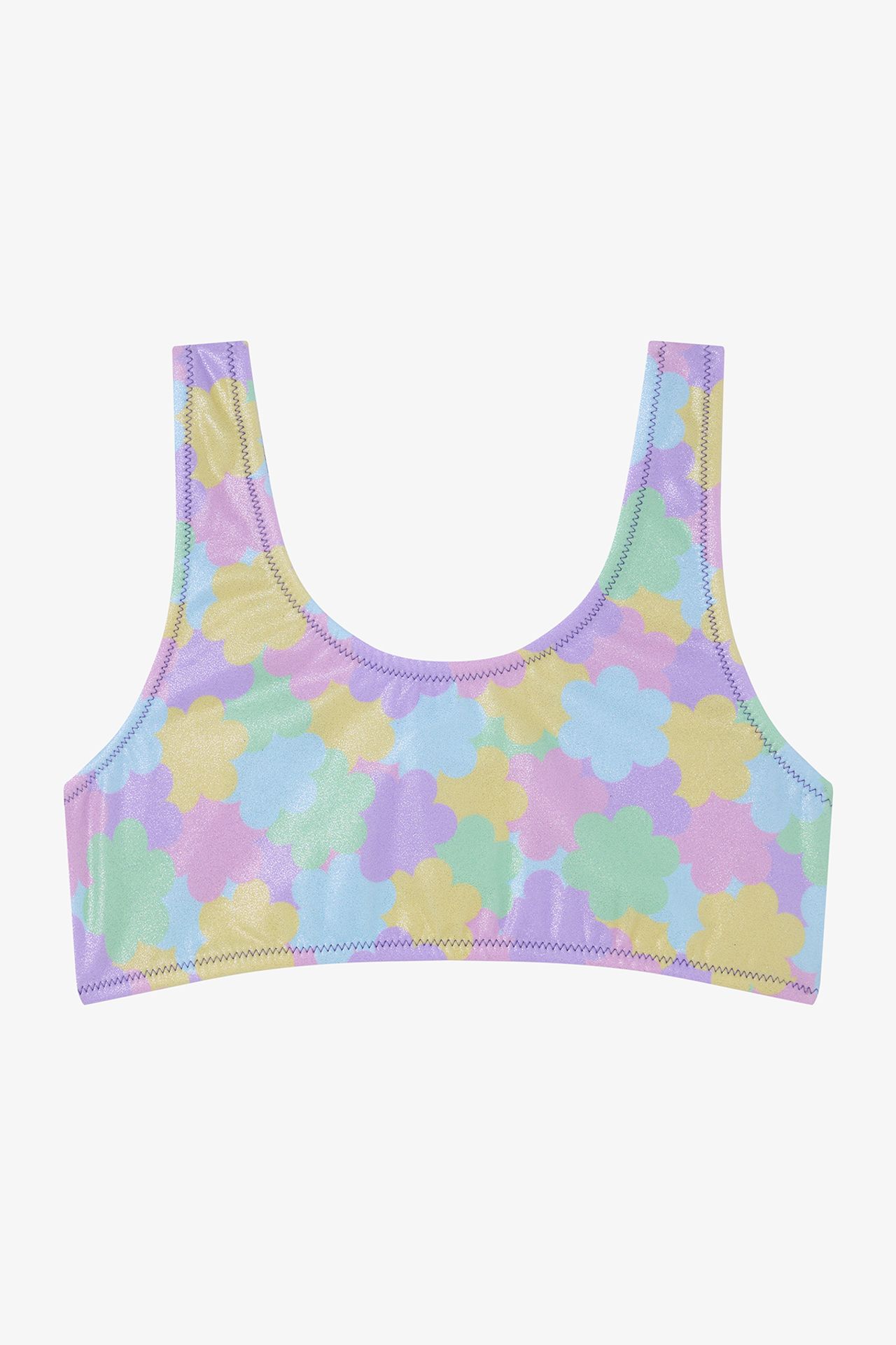 PENTI Girls' Shiny Flower Ruffled Halter Neck Bikini Set 2