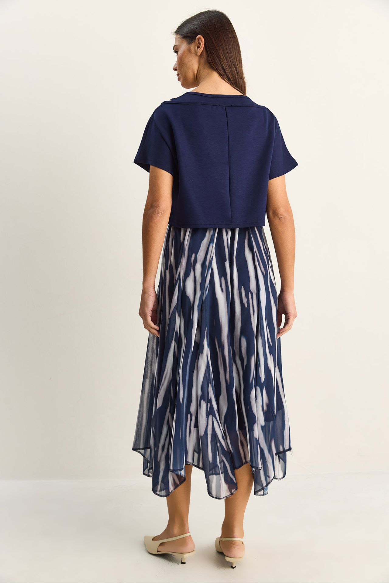 LUCCI Abstract Print Boat Neck Midi Dress 6
