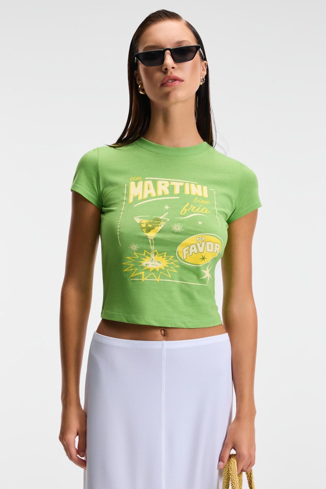 GRIMELANGE Printed Crop Crew Neck T-Shirt 1
