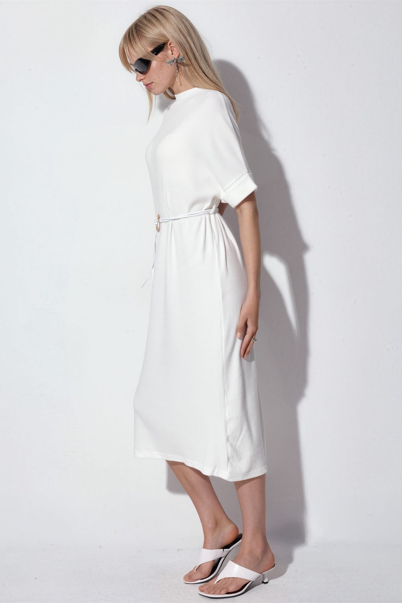 BUSEM Belted Ribbed Midi Dress 2