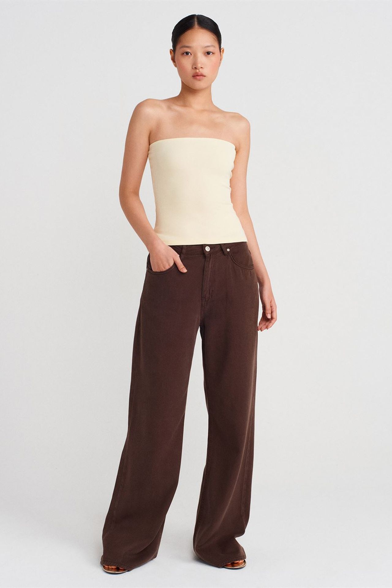 DILVIN Strapless Slim-fit Jersey Blouse 3