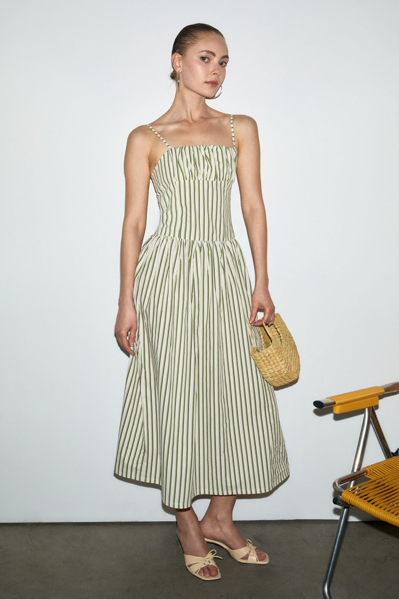 GRIMELANGE Square Neck Polka Dot Midi Dress 3