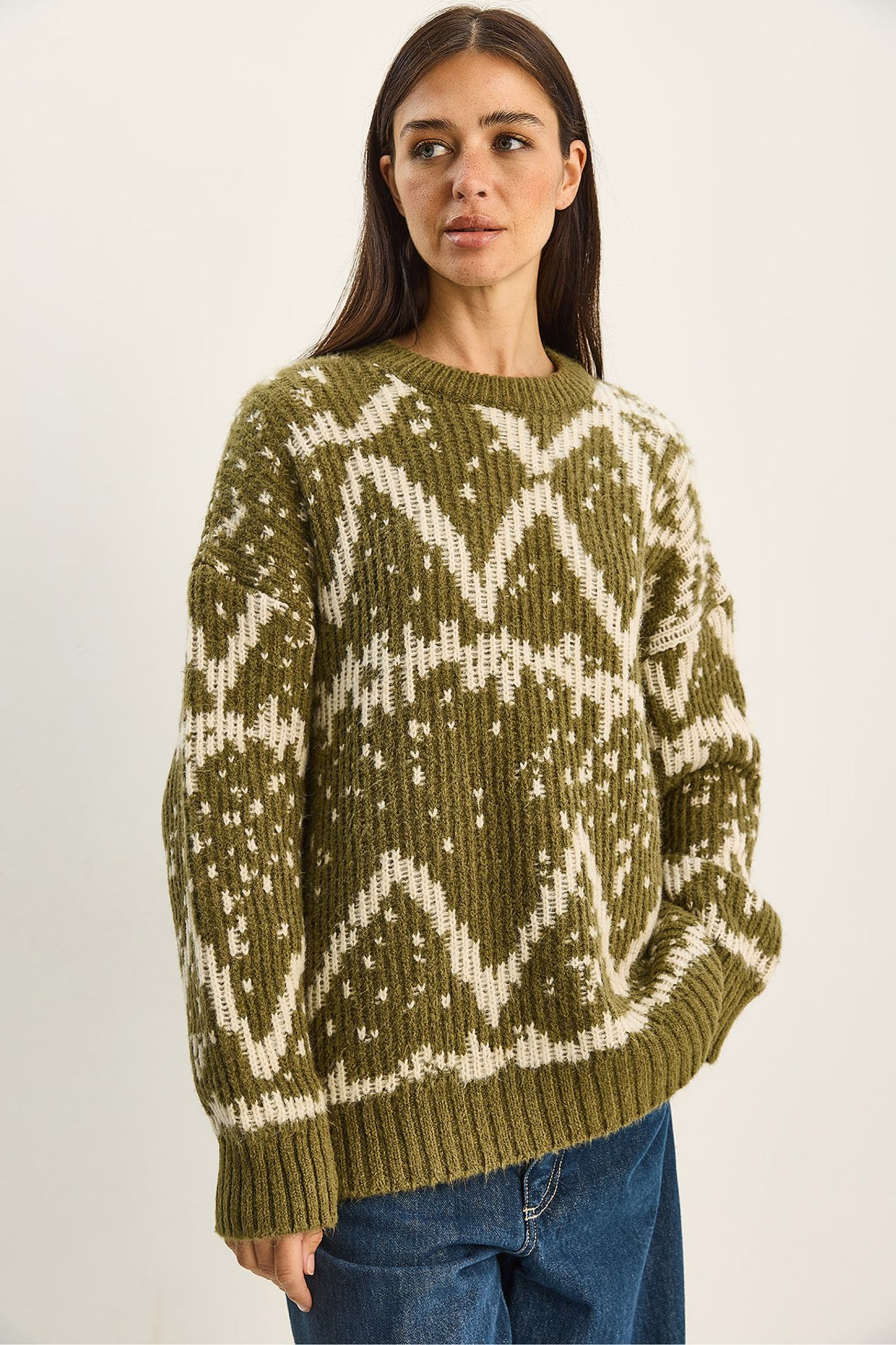 LUCCI Oversized Ethnic Knit Sweater 2