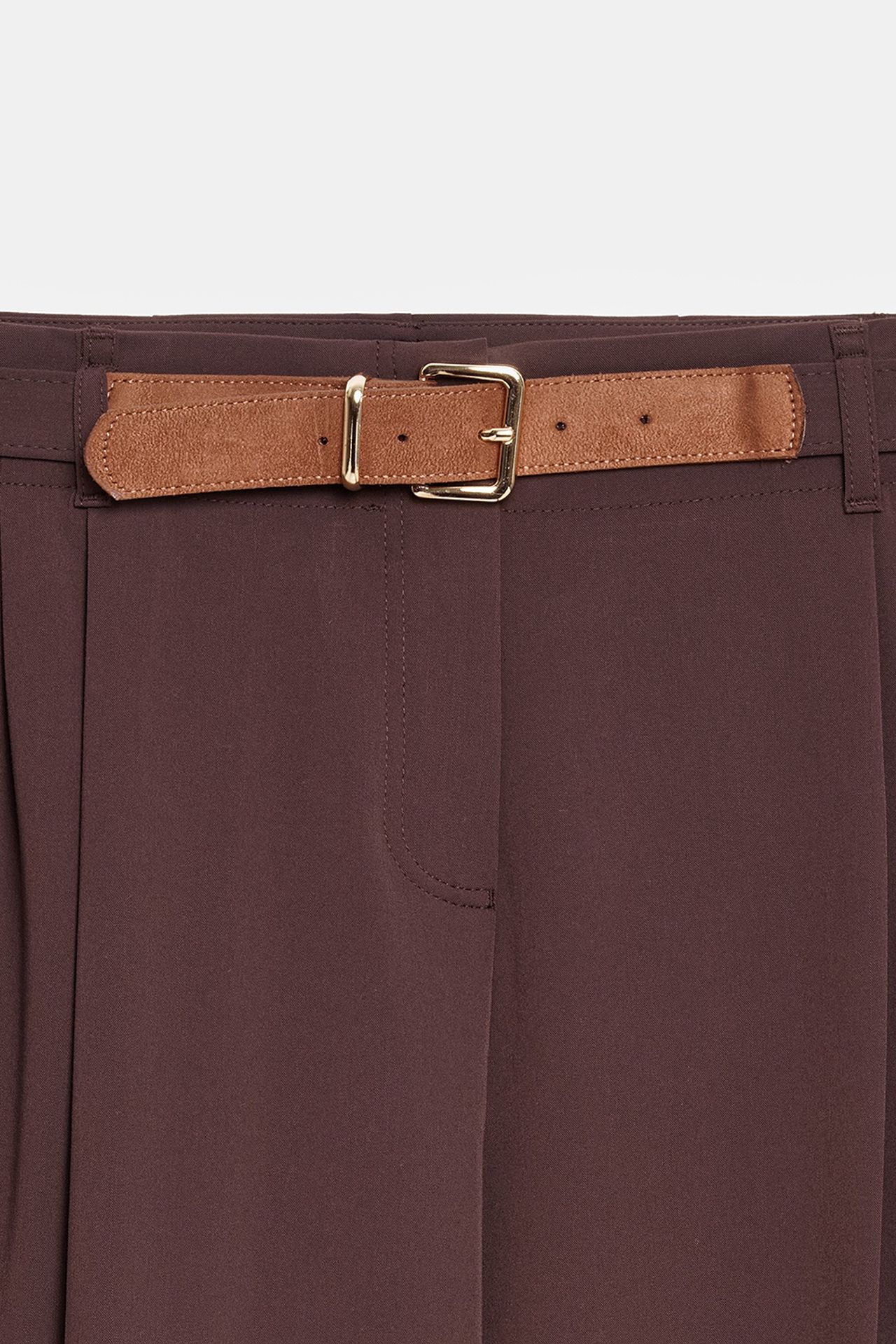 DILVIN Kemerli Geniş Paça Krep Pantolon 7