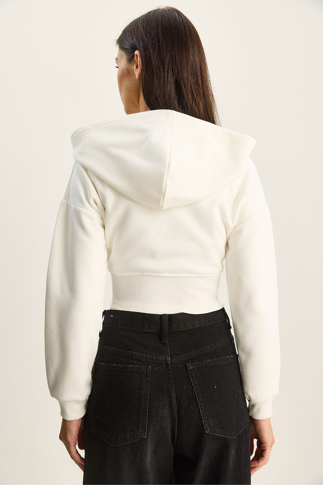 LUCCI Hooded Printed Slim Fit Crop Cardigan 5