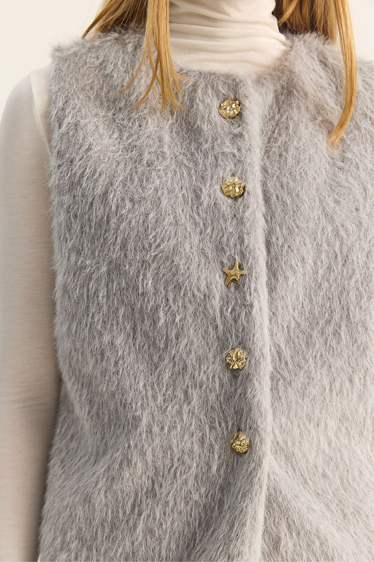 LUCCI Plush Waistcoat with Button Closure 6