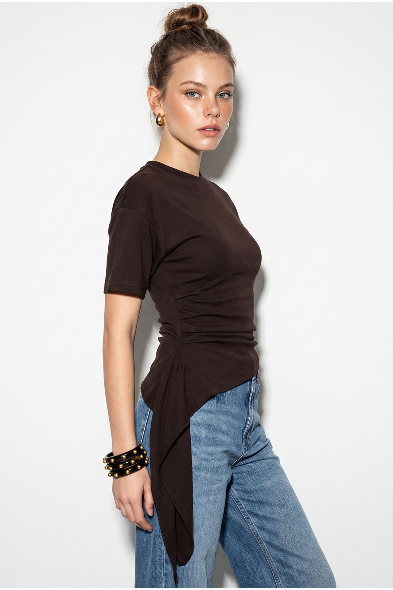 LUCCI Drape Detaylı Dar Kesim Jarse Bluz 4