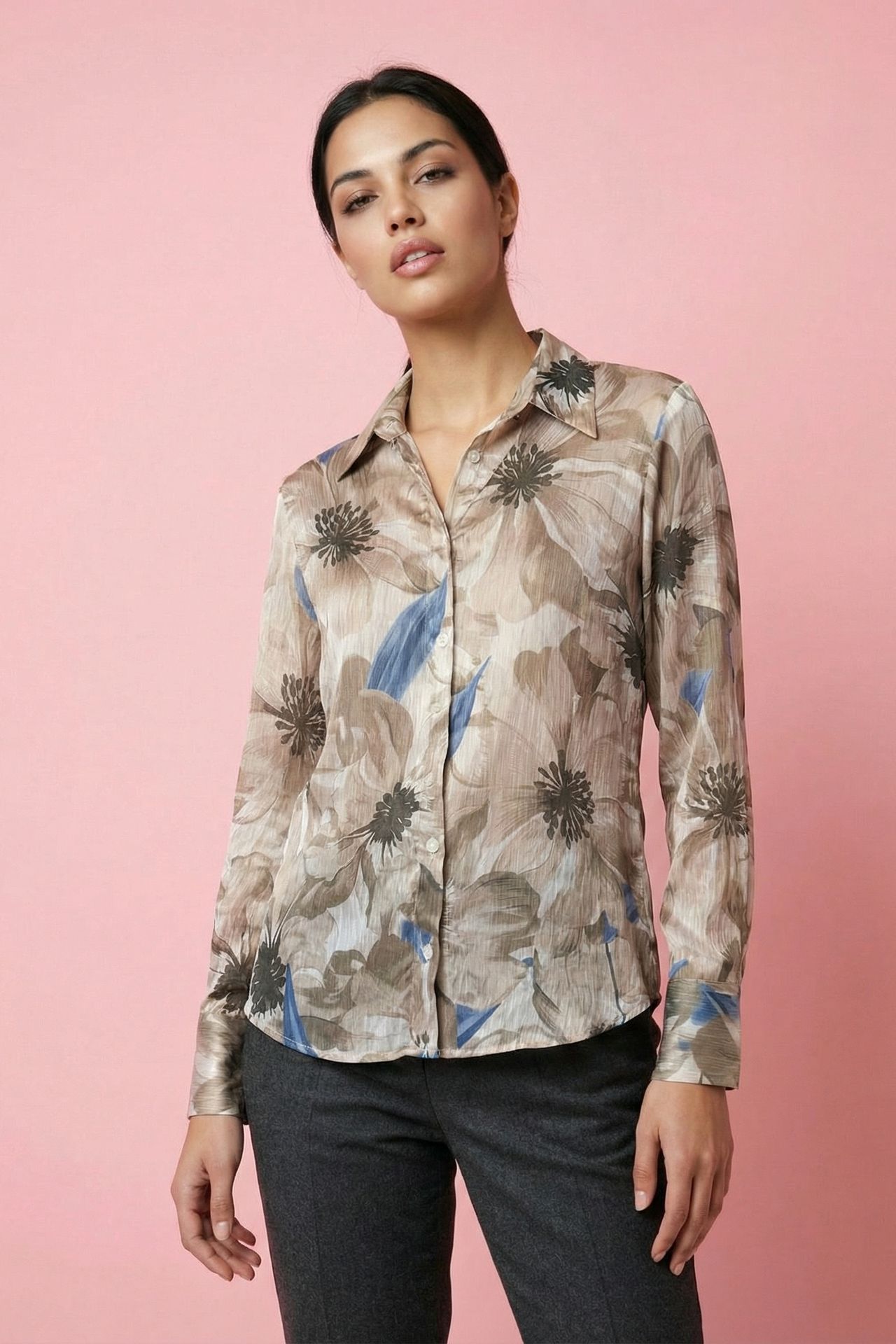 MY FASHION Floral Printed Button-Up Shirt 1