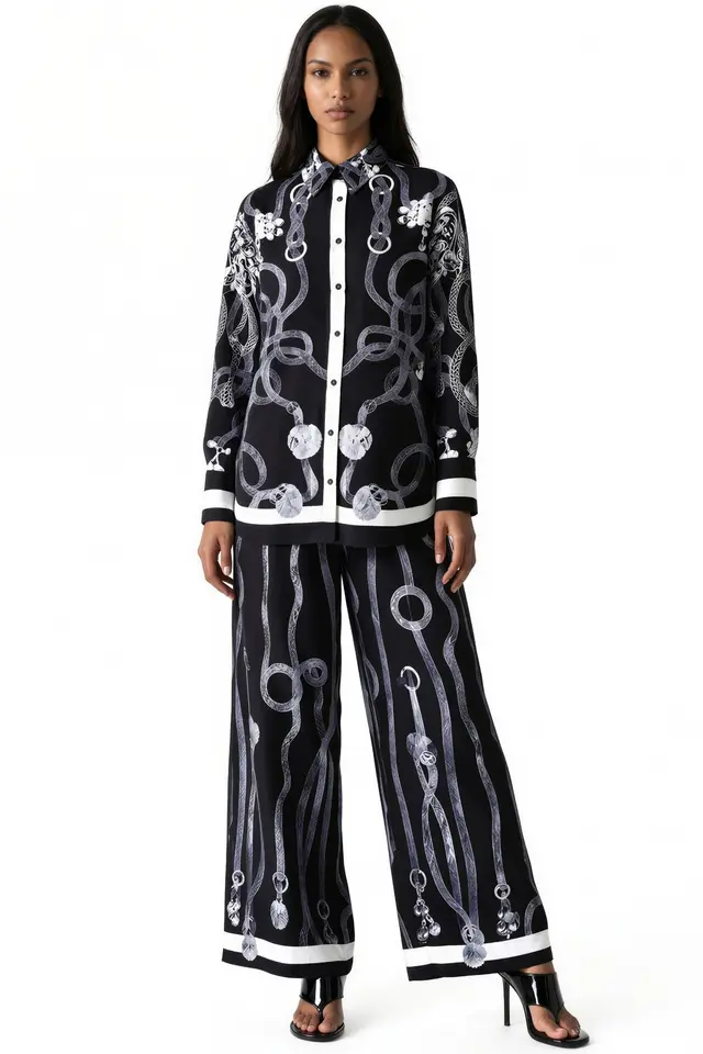 MSN Geometric Shirt Collar Co-ord