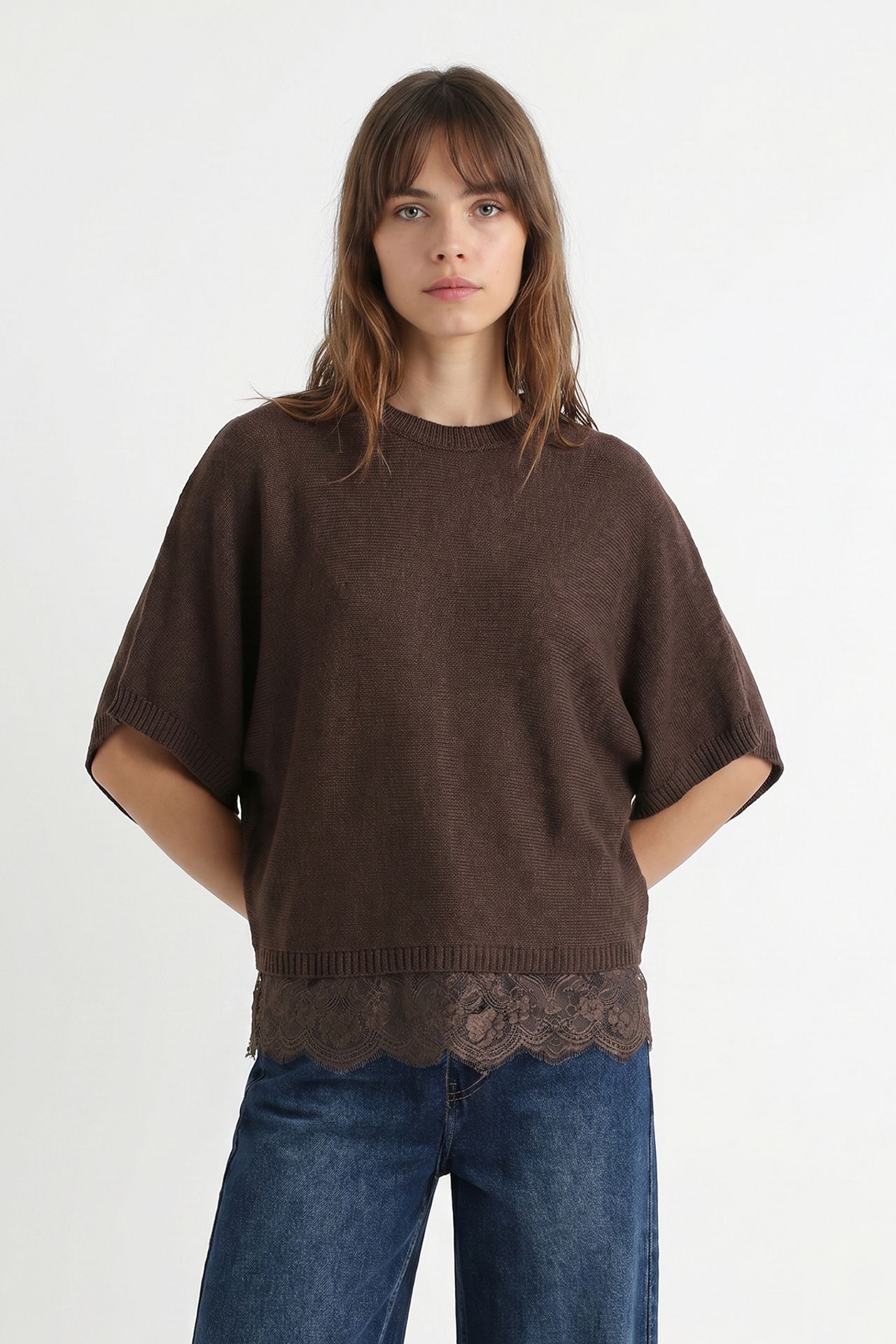 ISTANBUL Lace Knit Crew Neck Top 2