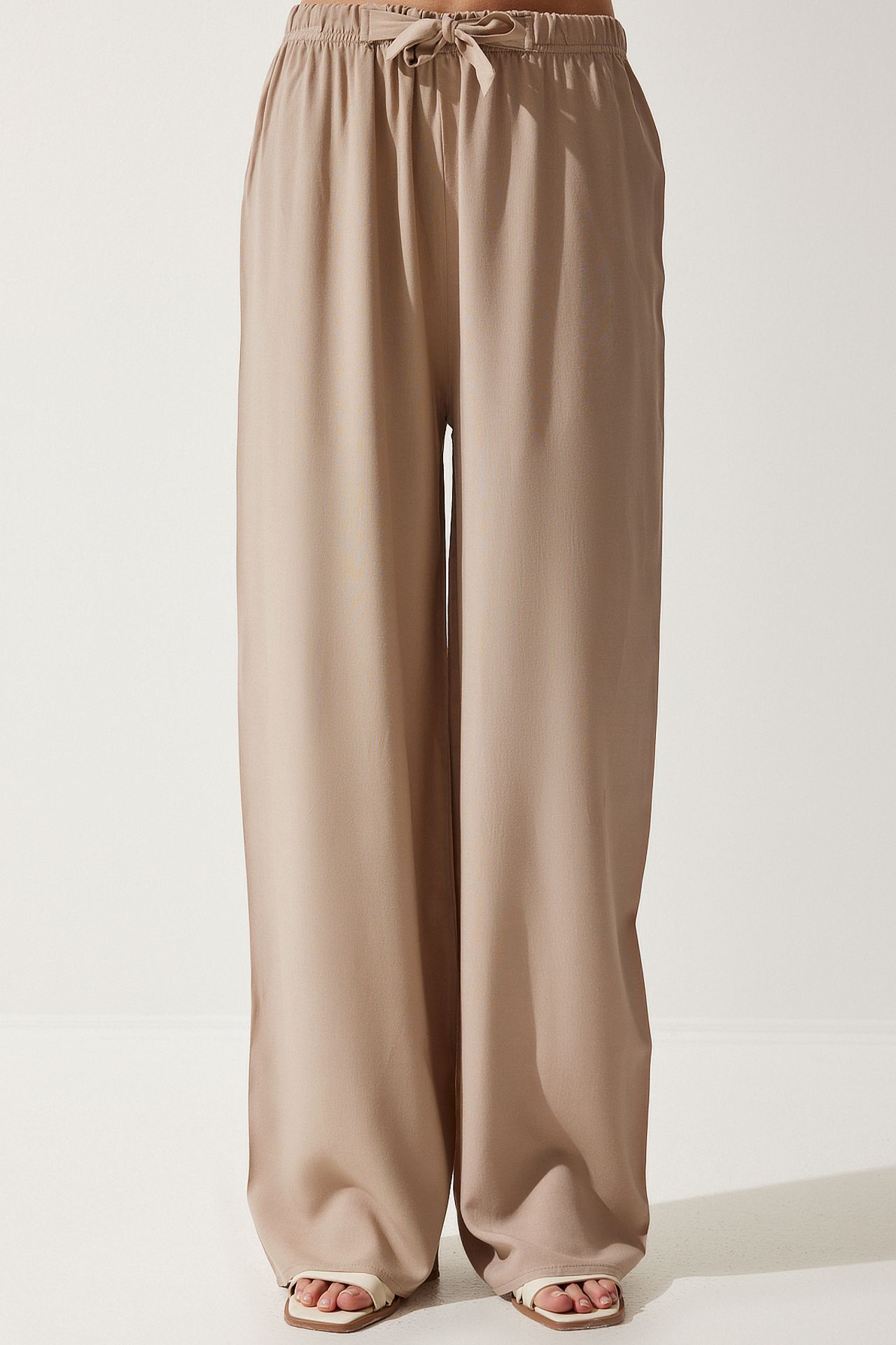 ISTANBUL Cotton Palazzo Trousers With Drawstring Waist 3