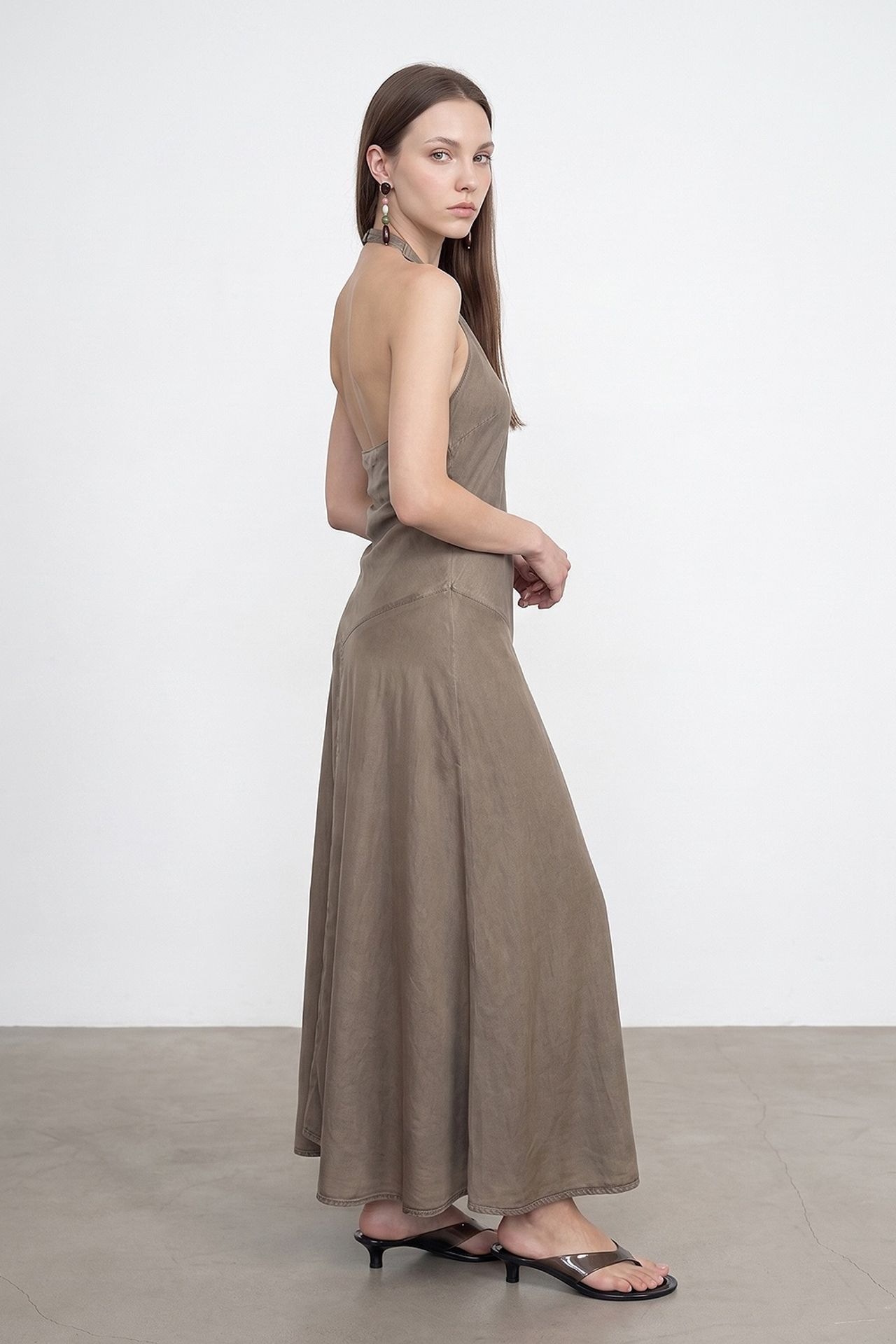 DILVIN Tencel Halter Maxi Dress 4