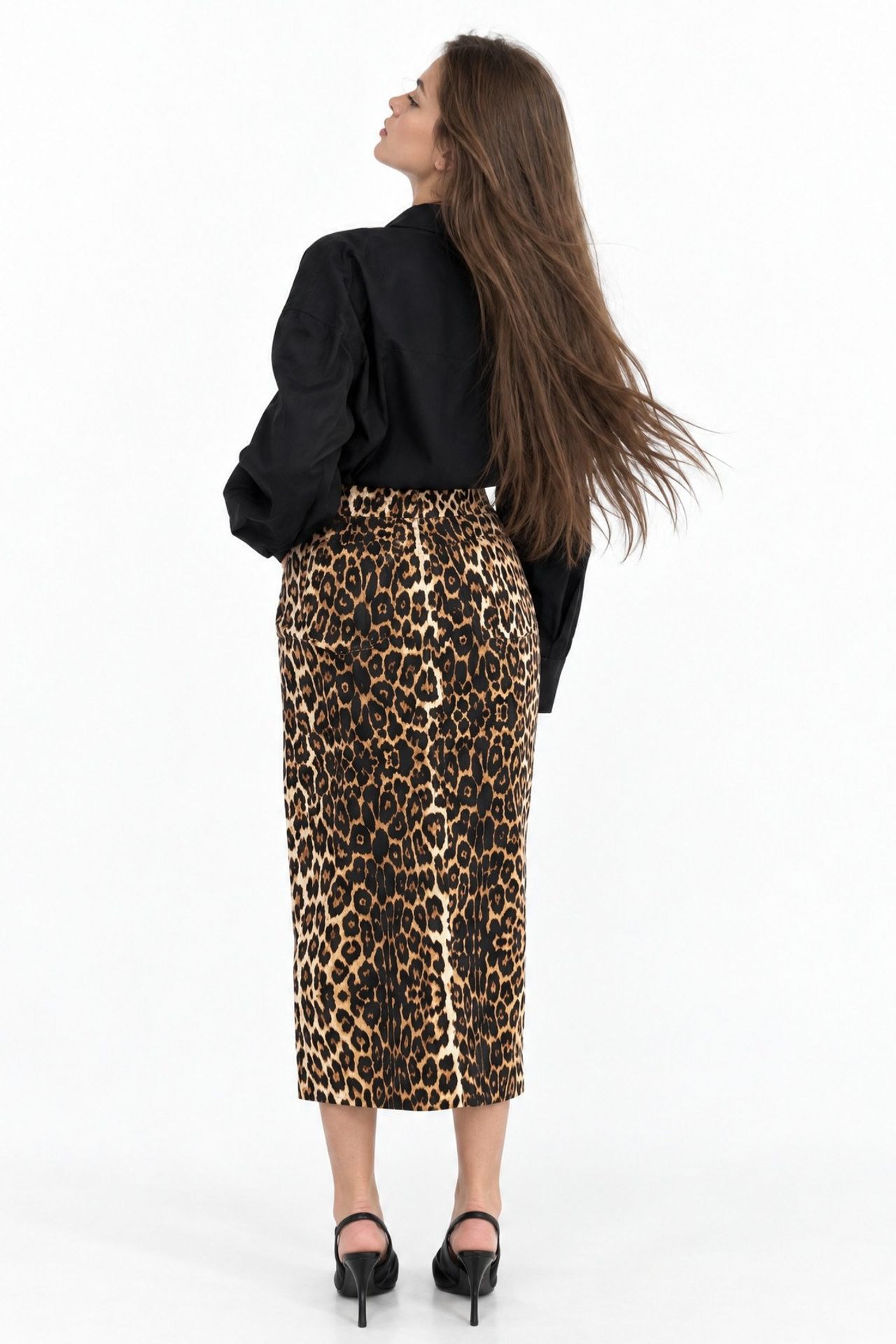 SQUALO High-Waist Leopard Midi Skirt 3
