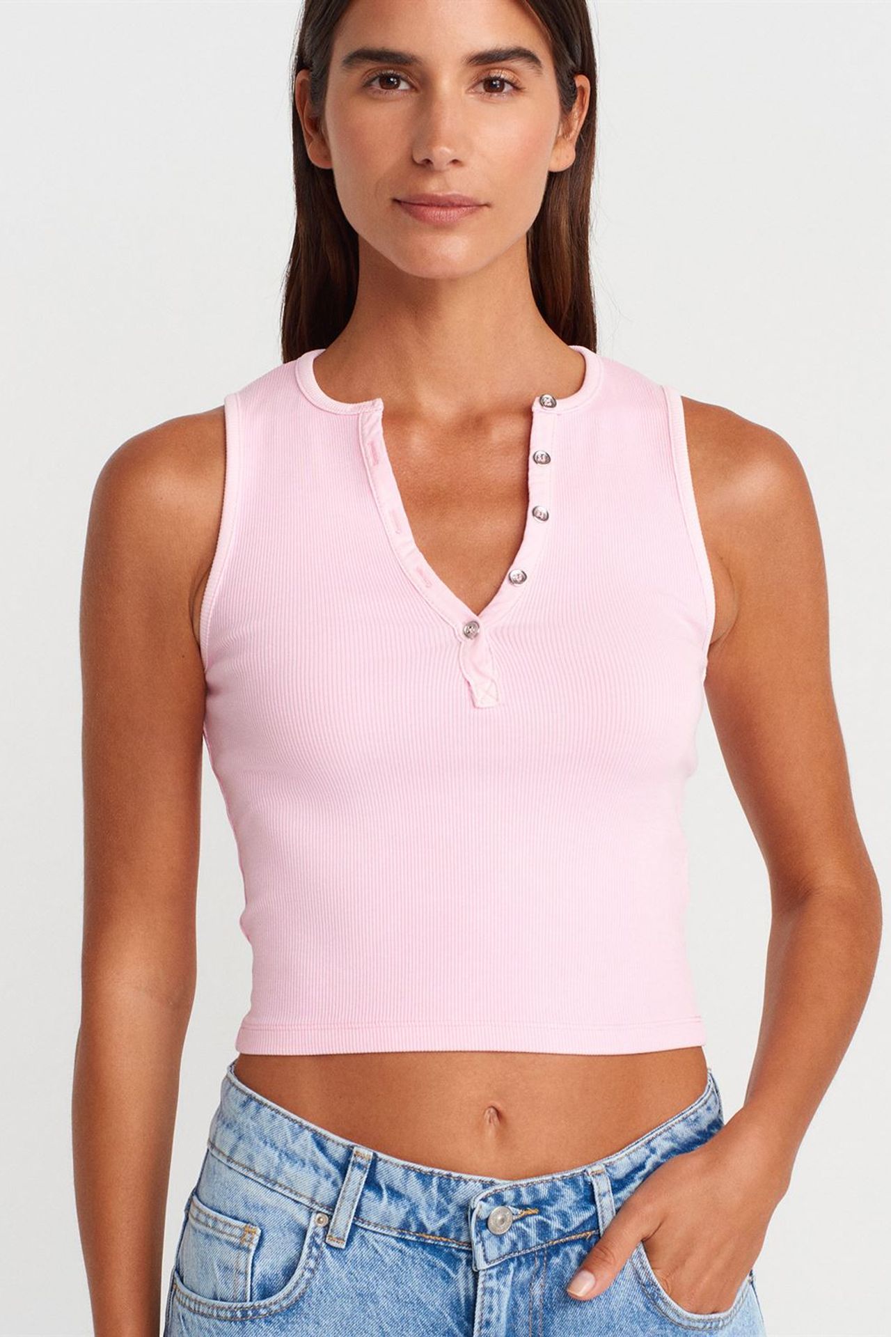 DILVIN Women's Ribbed Cotton-Blend Crop Top 1